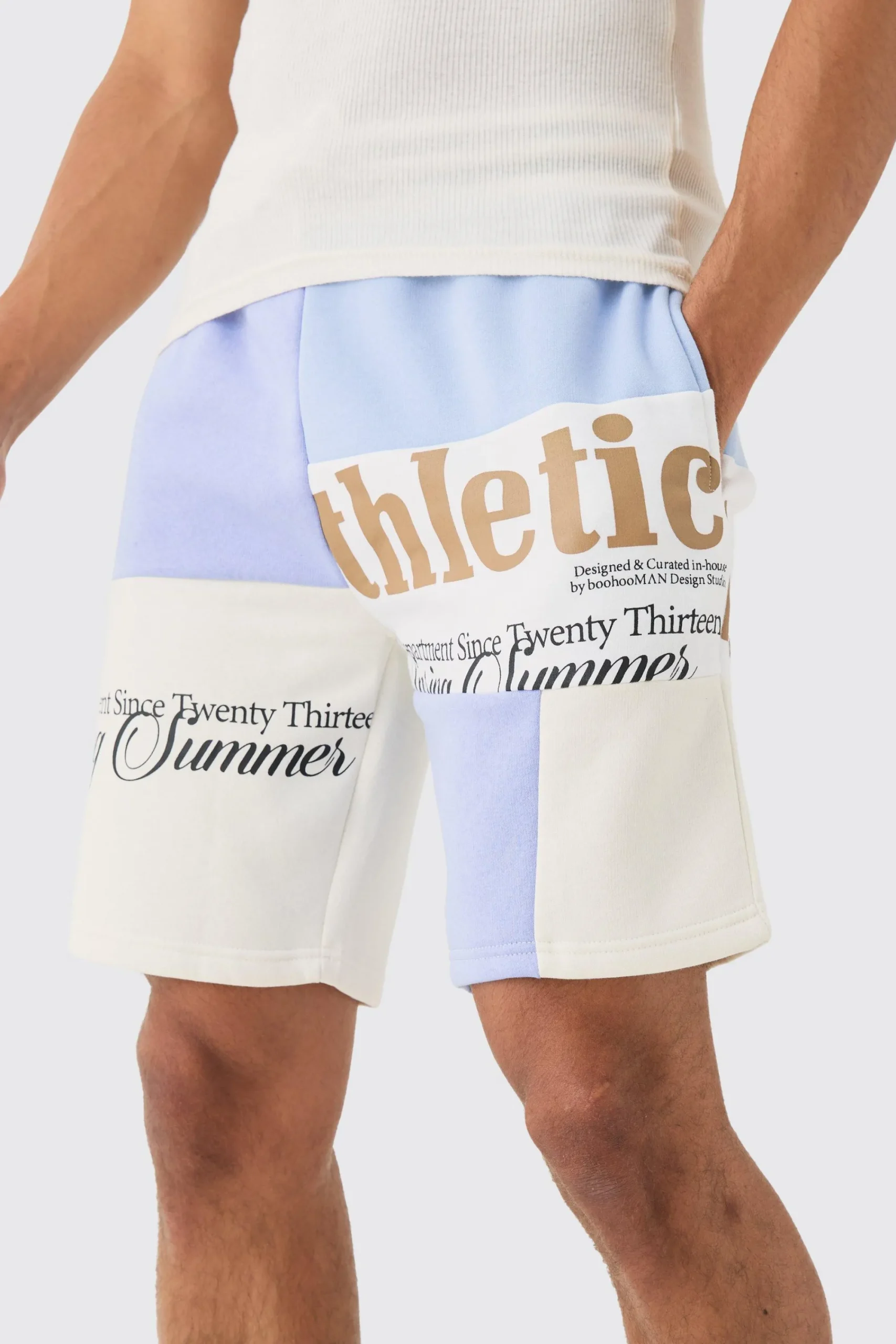 boohooMAN Loose Fit Graphic Patchwork Jersey Shorts | UK| Shorts