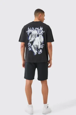 boohooMAN Loose Fit Homme Applique Shorts | UK| Shorts