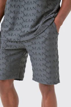 boohooMAN Loose Fit Man Towelling Jacquard Shorts | UK| Shorts