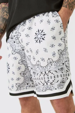 boohooMAN Loose Fit Mid Length Bandana Mesh Basketball Short | UK| Shorts