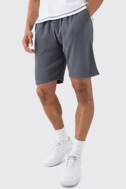 boohooMAN Loose Fit Mid Length Heavyweight Ribbed Shorts | UK| Shorts