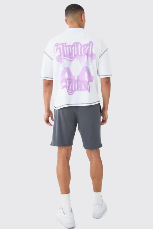 boohooMAN Loose Fit Mid Length Heavyweight Ribbed Shorts | UK| Shorts