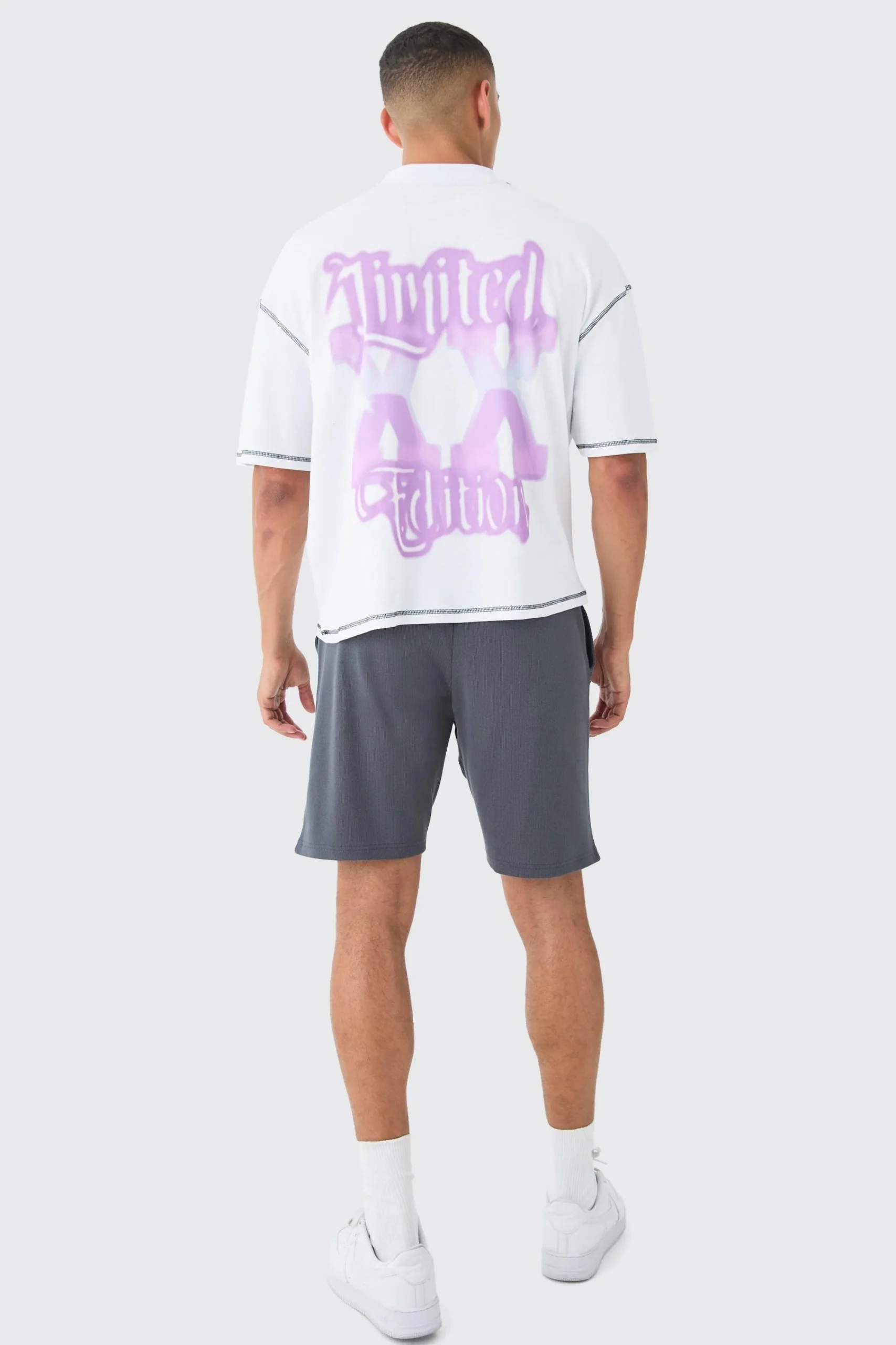 boohooMAN Loose Fit Mid Length Heavyweight Ribbed Shorts | UK| Shorts