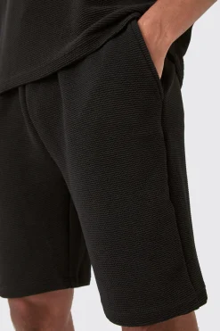 boohooMAN Loose Fit Mid Length Textured Shorts | UK| Shorts