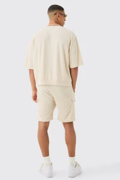 boohooMAN Loose Fit Mid Towelling Cargo Shorts | UK| Shorts