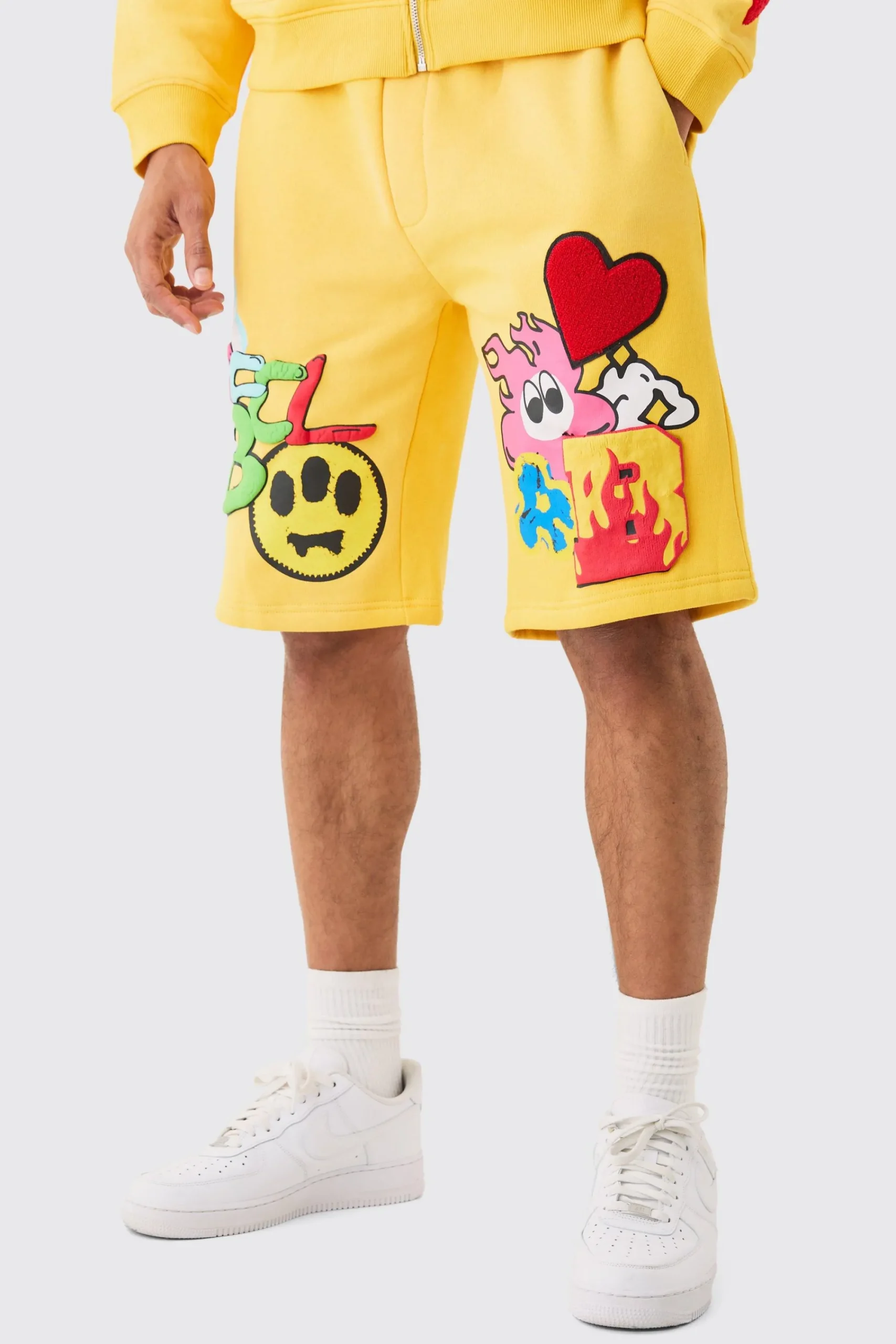 boohooMAN Loose Fit Ofcl Puff Print Shorts | UK| Shorts
