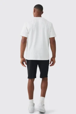 boohooMAN Loose Fit Printed Waffle Mid Length Shorts | UK| Shorts