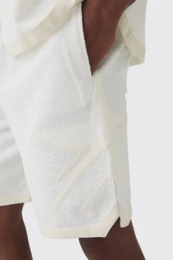 boohooMAN Loose Fit Textured Star Embroidered Basketball Short | UK| Shorts