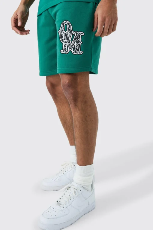 boohooMAN Loose Mid Length Applique Shorts | UK| Shorts