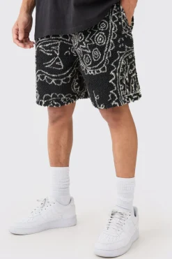 boohooMAN Loose Mid Length Bandana Borg Shorts | UK| Shorts
