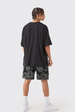 boohooMAN Loose Mid Length Bandana Borg Shorts | UK| Shorts