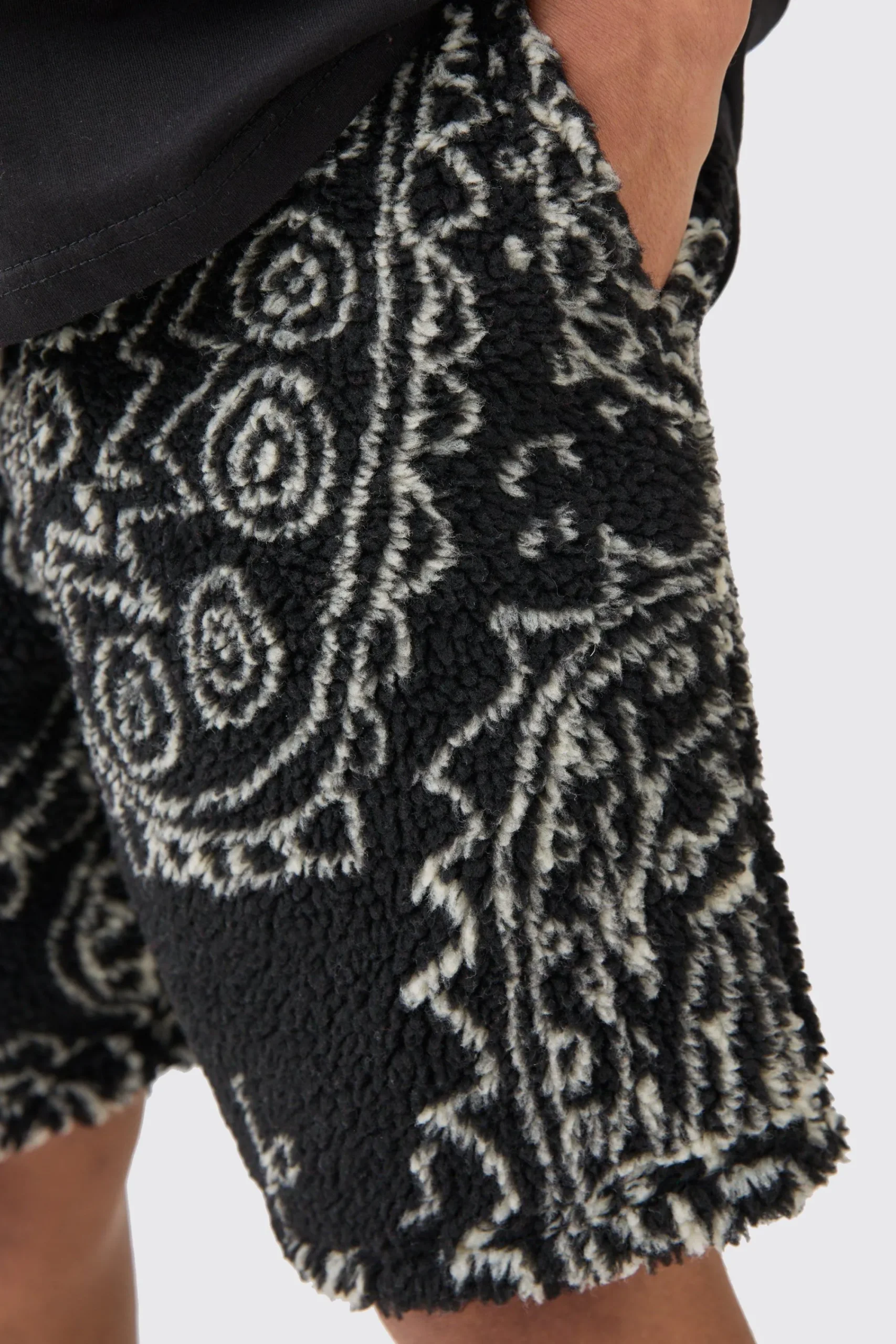 boohooMAN Loose Mid Length Bandana Borg Shorts | UK| Shorts
