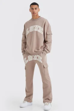 boohooMAN Luxe Graphic Cargo Pocket Gusset Tracksuit | UK| Tracksuits