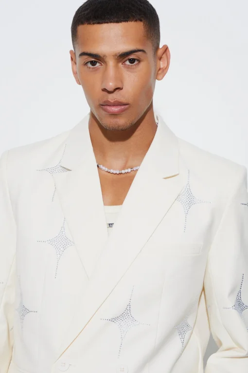 boohooMAN Luxe Rhinestone Embellished Relaxed Fit Blazer | UK| Suits & Tailoring
