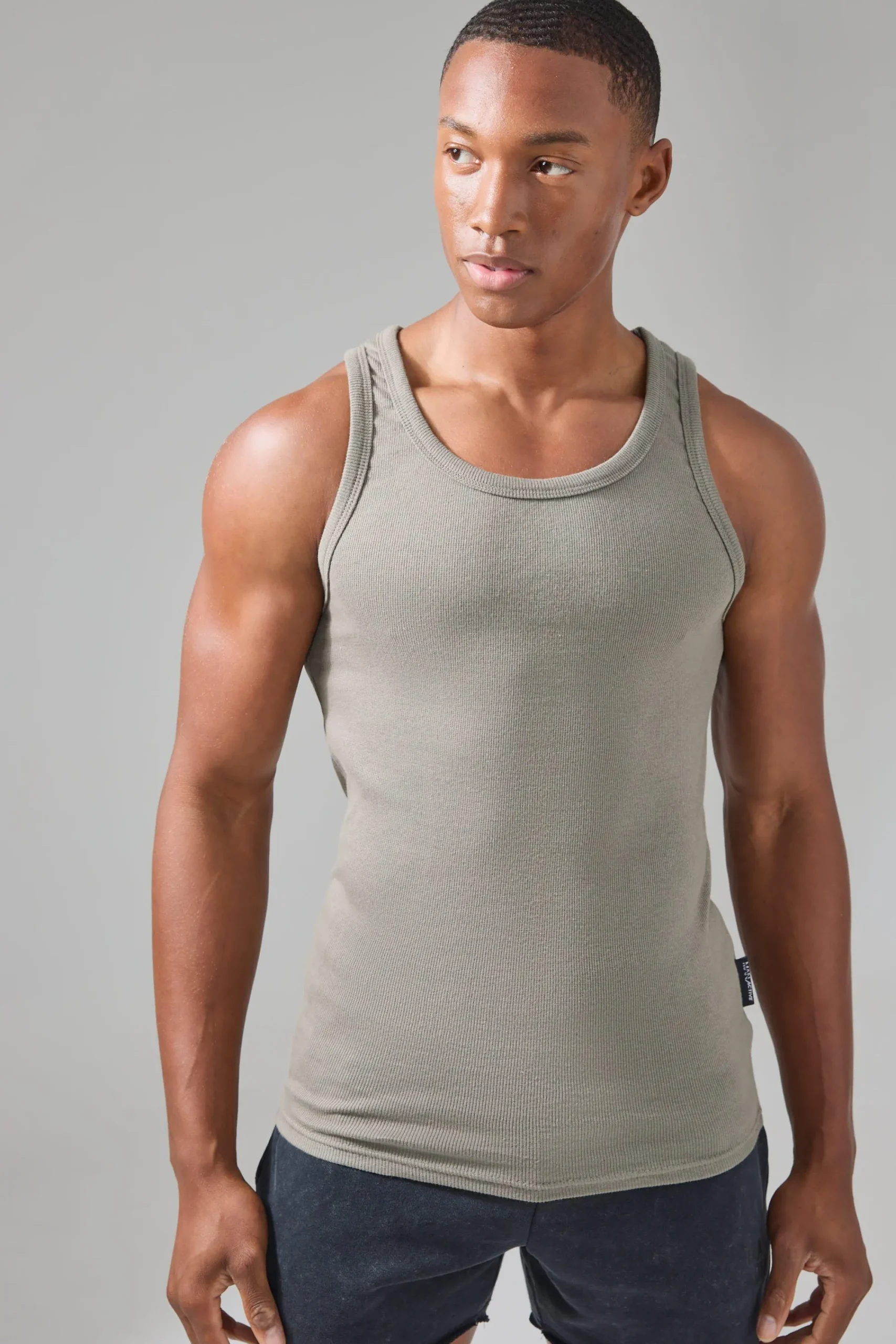 Man Active Gym Muscle Fit Ribbed Vest | UK^boohooMAN Online