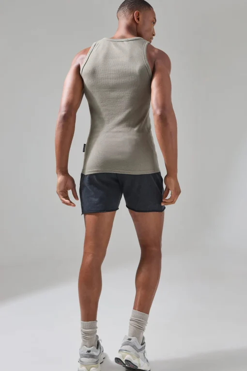 Man Active Gym Muscle Fit Ribbed Vest | UK^boohooMAN Online