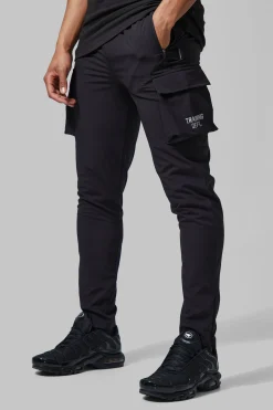 boohooMAN Man Active Performance Tapered Cargo Joggers | UK| Trousers|Joggers