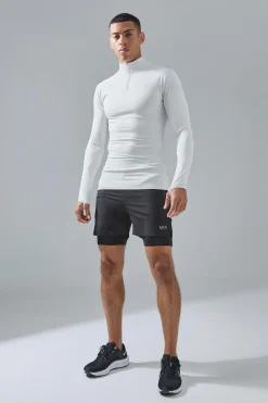 boohooMAN Man Active Quarter Zip 2-in-1 Short Tracksuit | UK| Tracksuits