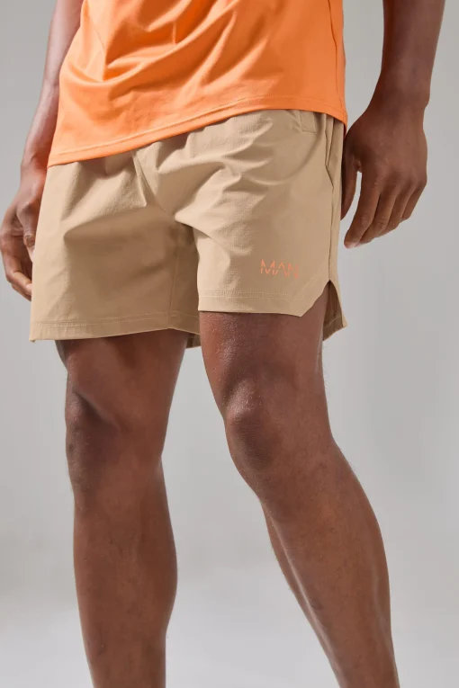 boohooMAN Man Active Ripstop Neon Logo Regular Fit 5inch Short | UK| Shorts