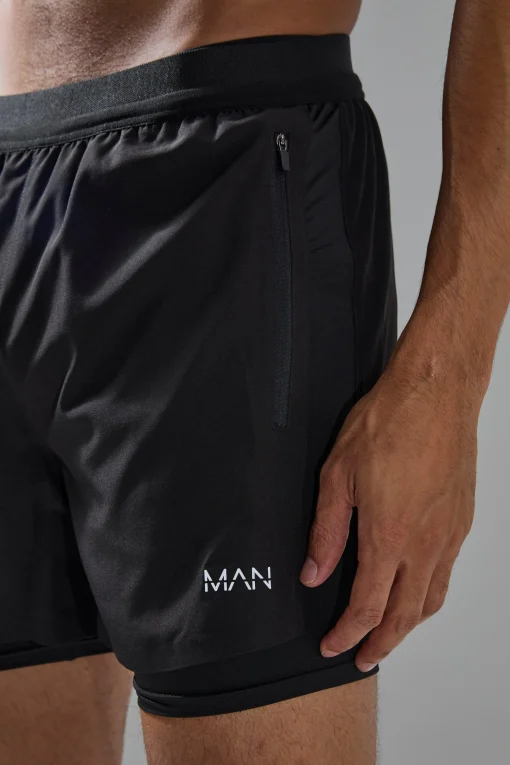boohooMAN Man Active Stretch Woven 5inch 2in1 Short | UK| Shorts