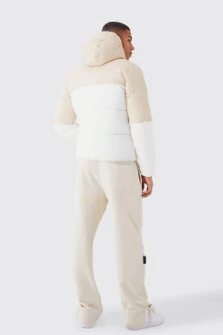 boohooMAN Man Colour Block Quilted Puffer With Hood | UK| Coats & Jackets