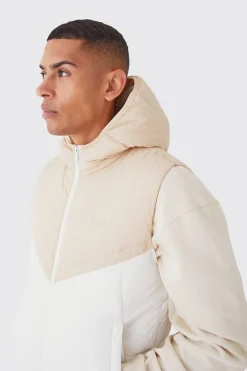 boohooMAN Man Colour Block Quilted Hooded Gilet | UK| Coats & Jackets