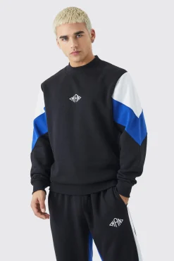boohooMAN Man Colour Block Sweatshirt Gusset Tracksuit | UK| Tracksuits