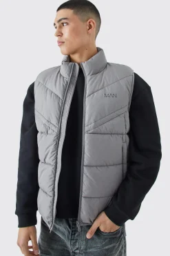 boohooMAN Man Dash Quilted Funnel Neck Gilet | UK| Coats & Jackets