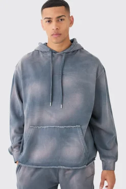 boohooMAN Man Embroidery Oversized Sun Bleached Wash Hoodie | UK| Hoodies & Sweatshirts