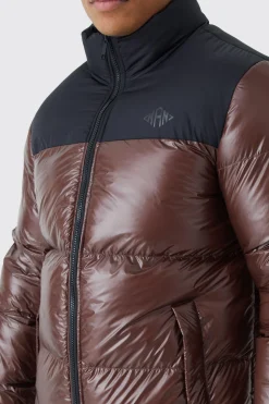boohooMAN Man High Shine Colour Block Puffer | UK| Coats & Jackets