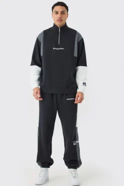 boohooMAN Man Official Colour Block Half Zip Tracksuit | UK| Tracksuits