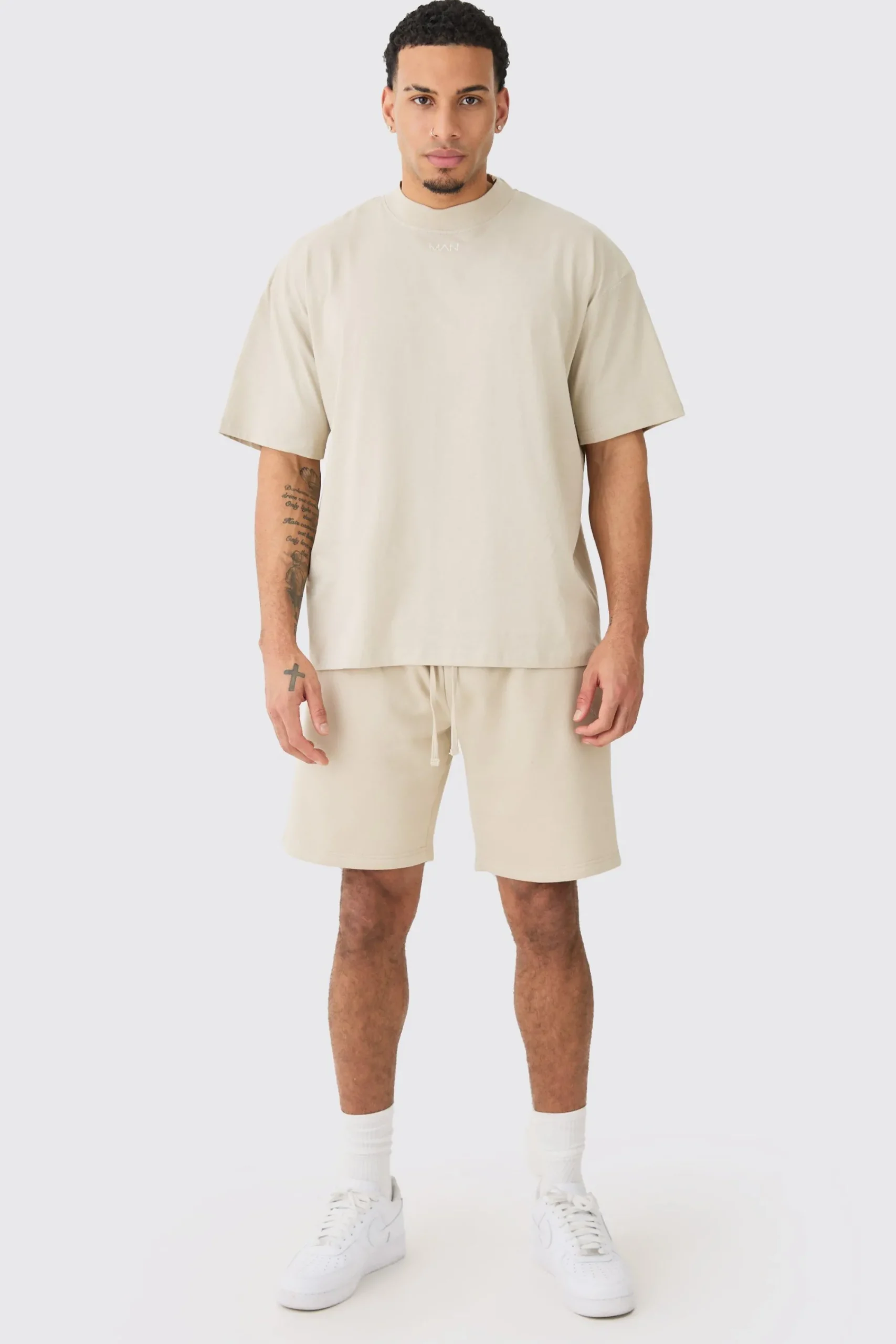 boohooMAN Man Oversized Extended Neck T-shirt And Relaxed Short Set | UK| Sets & Co-Ords|Tracksuits