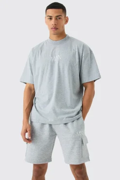 boohooMAN Man Oversized Extended Neck T-shirt And Cargo Short Set | UK| Shorts|Sets & Co-Ords