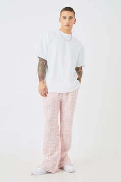 boohooMAN Man Oversized Extended Neck T-shirt & Jacquard Jogger Set | UK| Sets & Co-Ords|Tracksuits