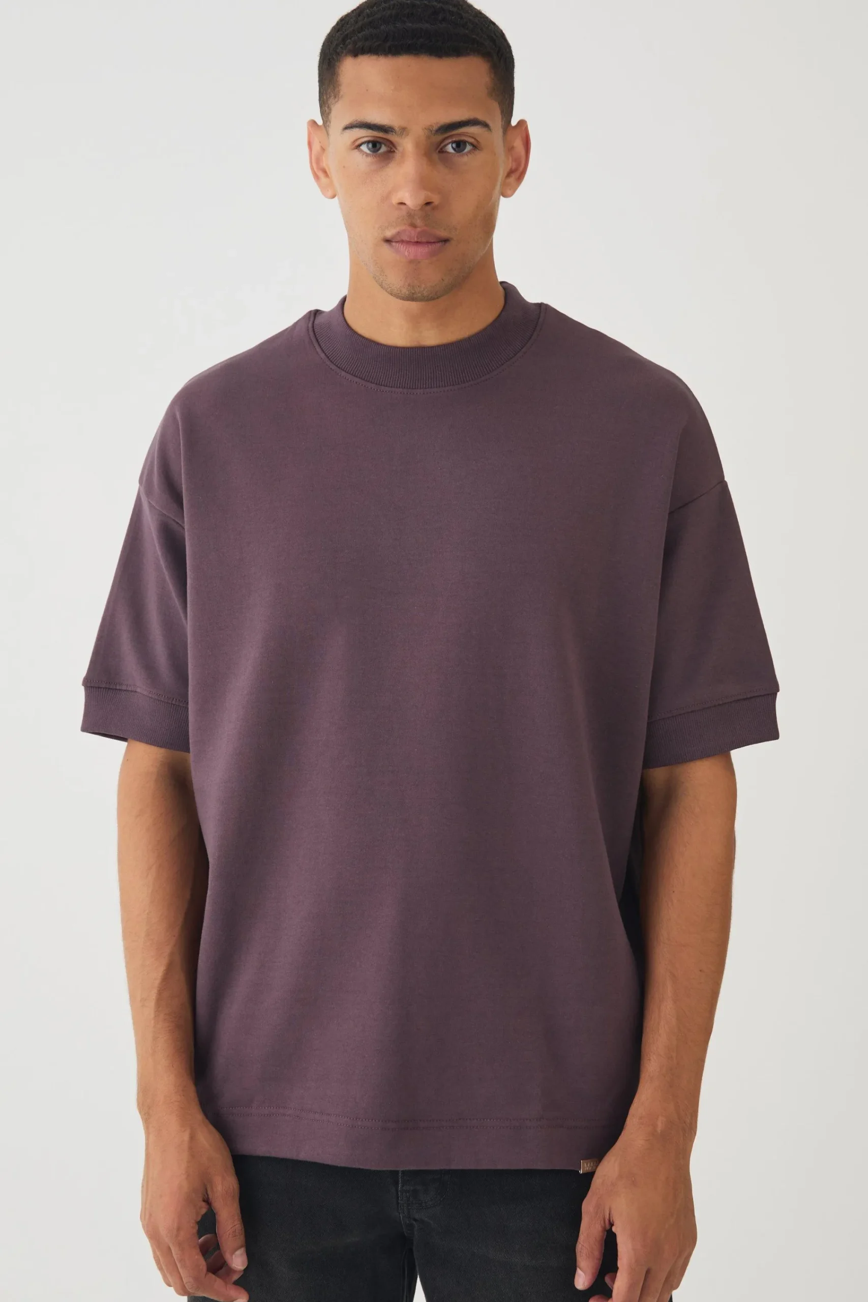 Man Oversized Extended Neck Heavy Interlock Ribbed Cuff T-shirt | UK^boohooMAN Discount