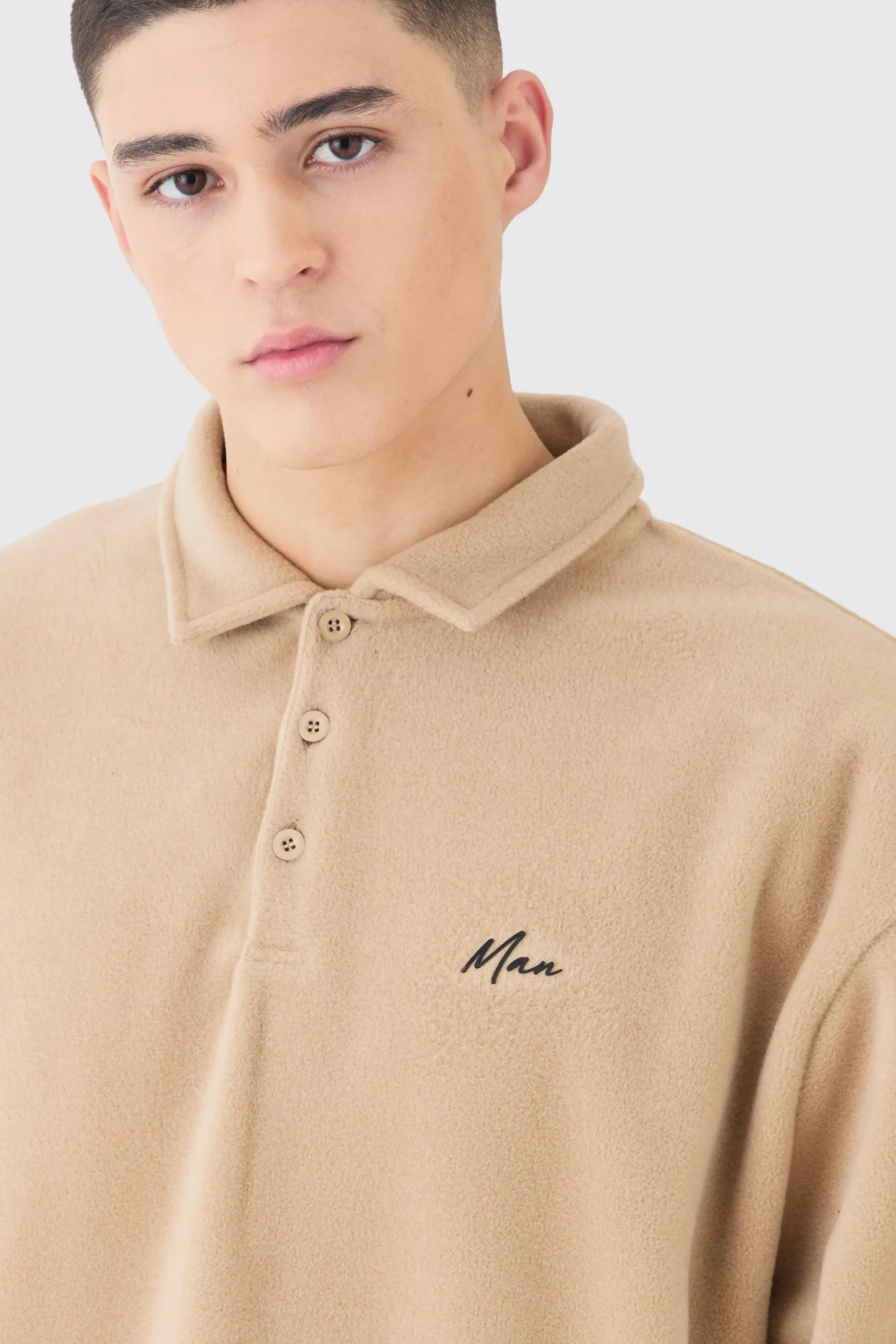 boohooMAN Man Oversized Fleece Rugby Polo | UK| Hoodies & Sweatshirts