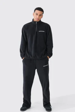 boohooMAN Man Oversized Quarter Zip Funnel Neck Fleece Tracksuit | UK| Tracksuits