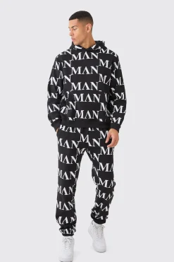 boohooMAN Man Roman All Over Print Hooded Tracksuit | UK| Tracksuits
