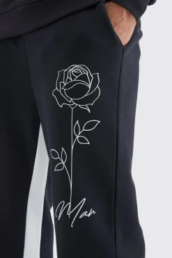 boohooMAN Man Rose Print Gusset Joggers | UK| Trousers|Joggers