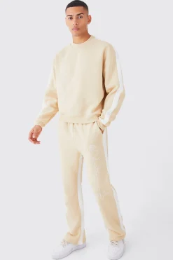 boohooMAN Man Rose Print Gusset Sweatshirt Tracksuit | UK| Tracksuits