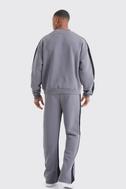 boohooMAN Man Rose Print Gusset Sweatshirt Tracksuit | UK| Tracksuits