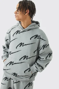 boohooMAN Man Signature All Over Print Boxy Hooded Tracksuit | UK| Tracksuits