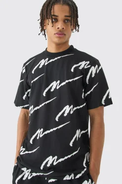 boohooMAN Man Signature All Over Print Tshirt & Jogger Set | UK| Sets & Co-Ords