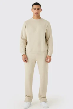 Man Signature Extended Neck Split Hem Sweatshirt Tracksuit | UK^boohooMAN New