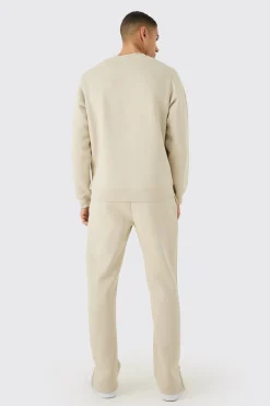 Man Signature Extended Neck Split Hem Sweatshirt Tracksuit | UK^boohooMAN New