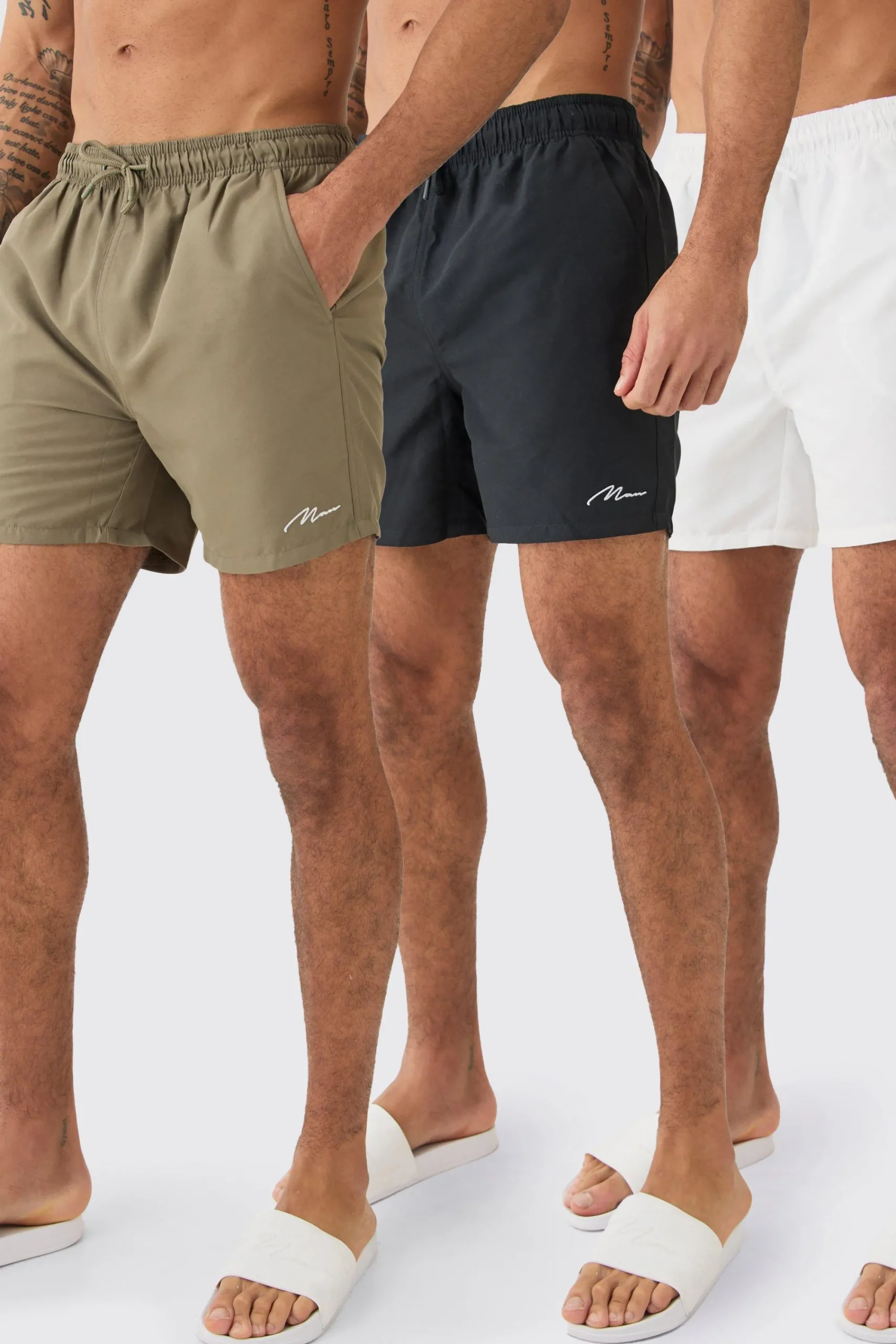 boohooMAN Man Signature Mid Length 3 Pack Swim Short | UK| Shorts