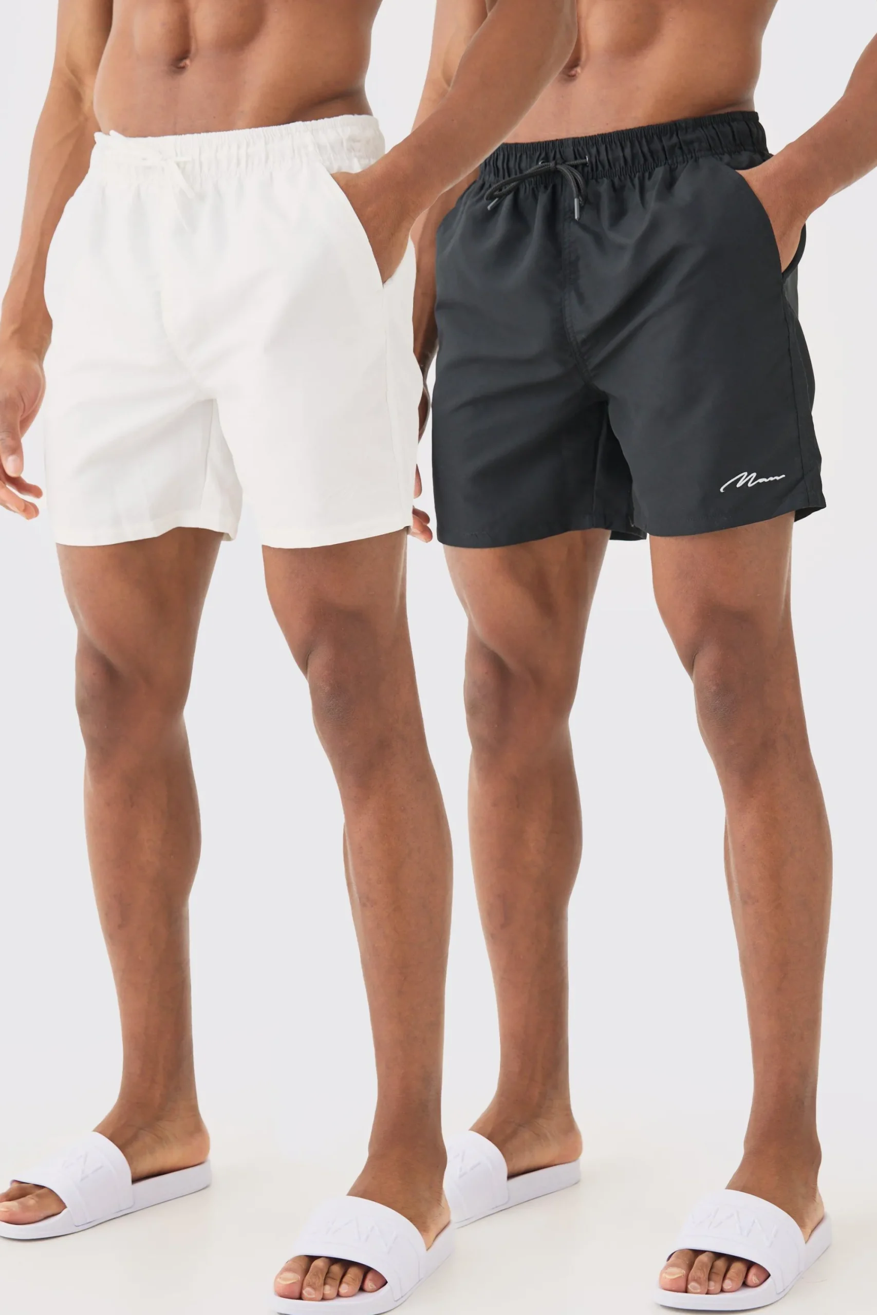 boohooMAN Man Signature Mid Length 2 Pack Swim Short | UK| Shorts