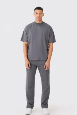 boohooMAN Man Signature Oversized Extended Neck Tshirt And Jogger Set | UK| Sets & Co-Ords