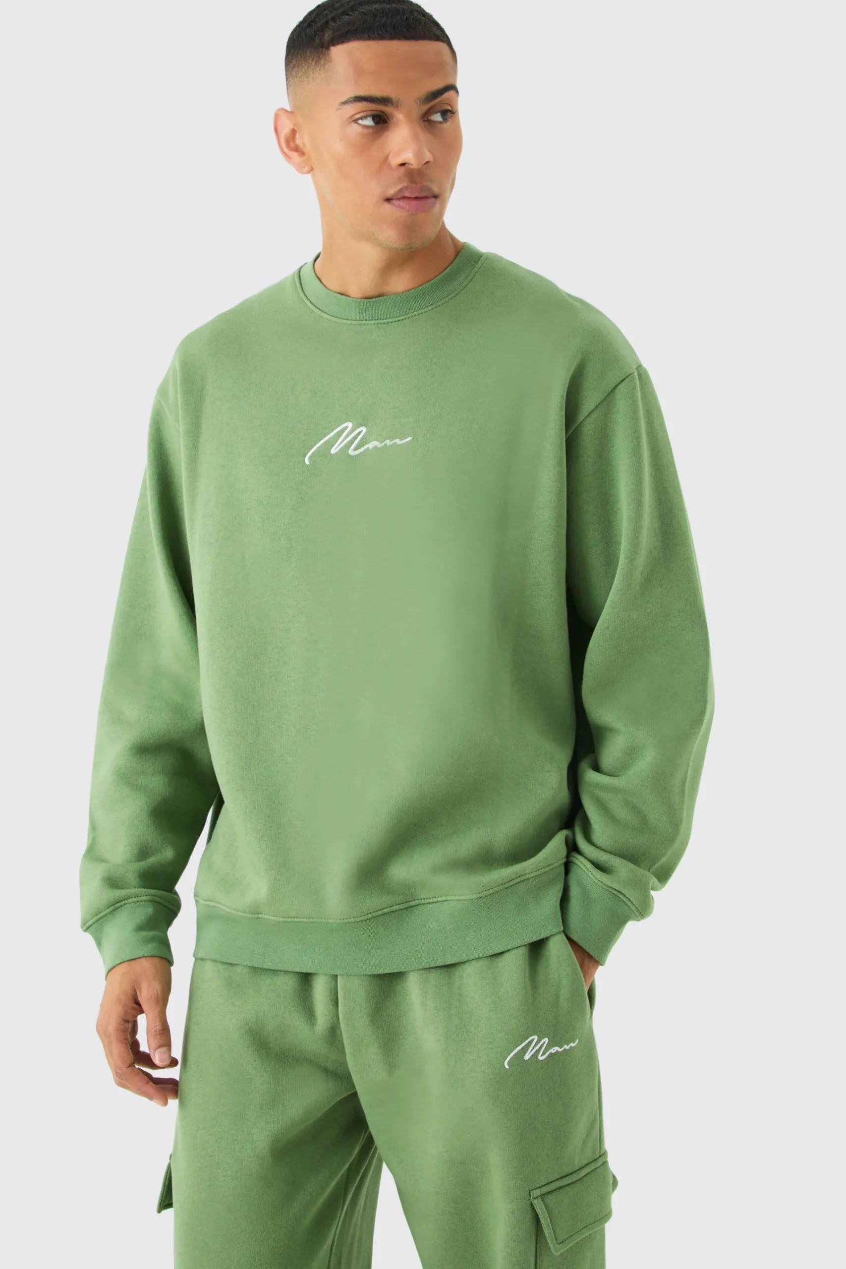 boohooMAN Man Signature Oversized Sweatshirt Cargo Tracksuit | UK| Tracksuits