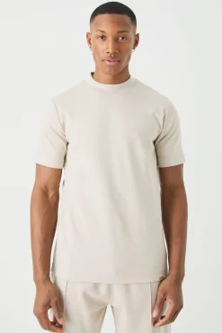 Man Slim Fit Extended Neck Heavy Interlock T-shirt | UK^boohooMAN Clearance